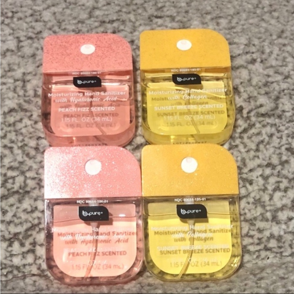 BPure Moisturizing Hand Sanitizer Peach Fizz & Sunset Breeze (Set of 4) B•Pure